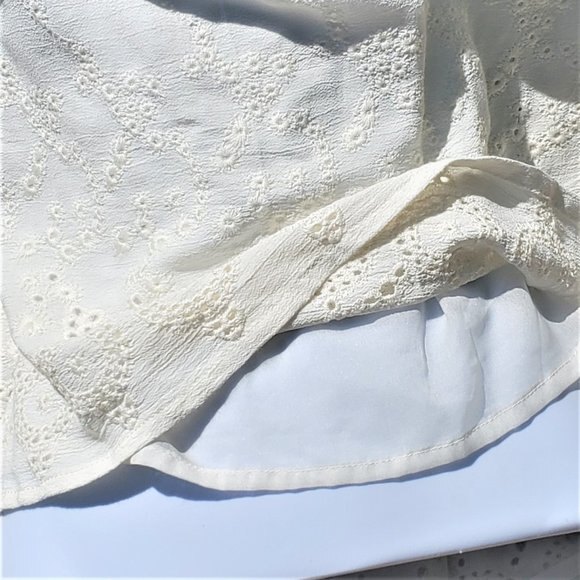 Lucky Brand Off Shoulder Blouse Ruffle Eyelet Top Lined Size S - Picture 9 of 11